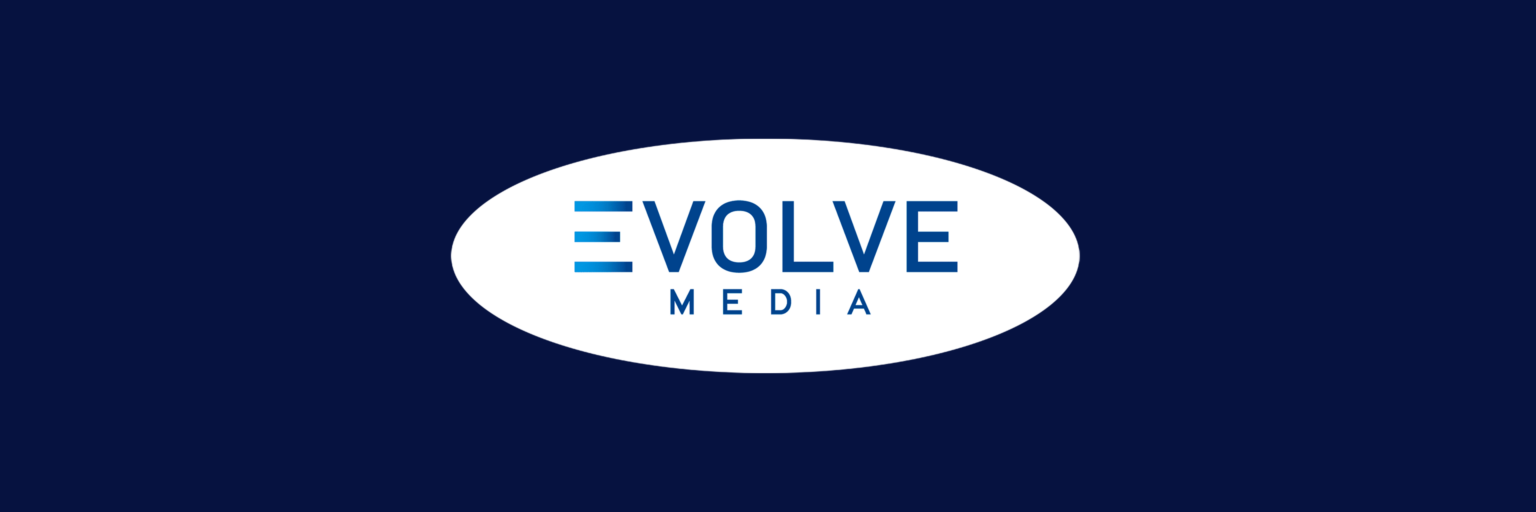 Evolve emblem with a blue background